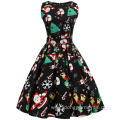 Womens flower printed lady vintage 50s sleeveless dress